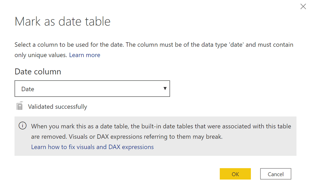 Mark As Date Table Data Model Enterprise DNA Forum