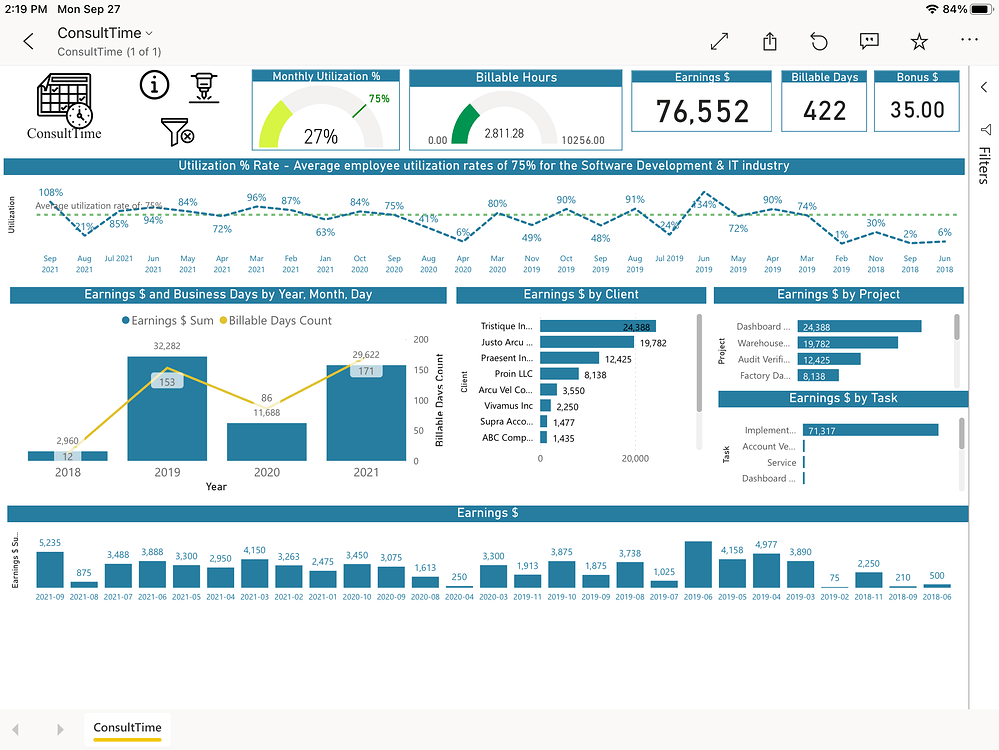 Power BI Challenge 16 Timesheet Utilisation Reporting Timesheet