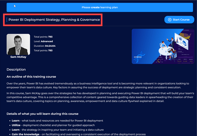 Power BI Deployment Strategy, Planning & Governance Course