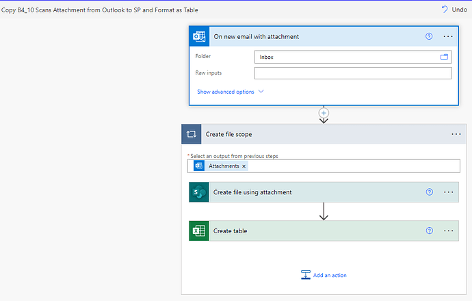 Copy Excel Attachment from Outlook to SP and Format as Table