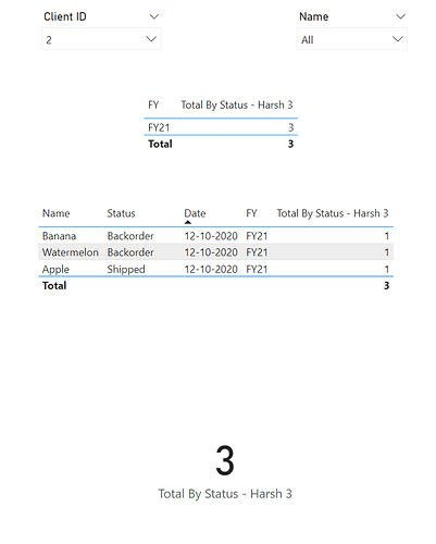 Results when slicer selection IS made