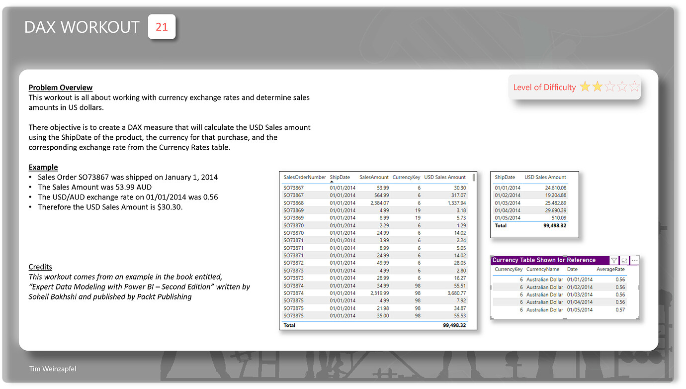 DAX Workout 021 Using DAX to join tables (currency exchange rate