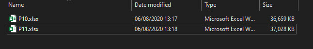 Excel File sizes 500 k row files