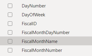 Select "Fiscal Month Name" into the Date table