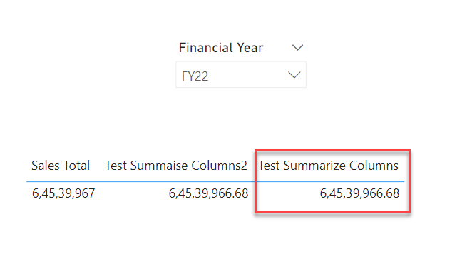 Result of "SUMMARIZECOLUMNS()" Function Inside A Table Visual At A Grand Total Level