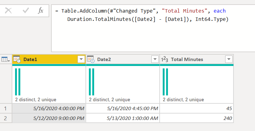 Return Difference Of Two Dates In Minutes Power Query Enterprise 