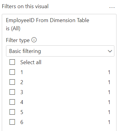 Field Used From Dimension Table