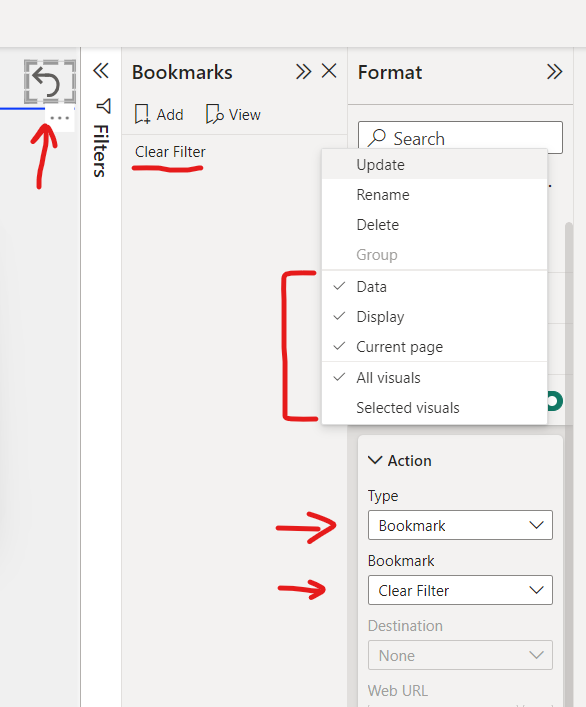 Clear filter using Bookmark Override Parameter filter Power BI